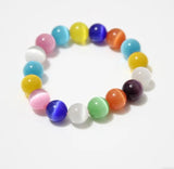 Colorful Cats Eye Stone Gemstone Bangle Bracelet Opal Jewelry Beaded Bracelets