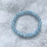 Faceted Rose Quartz Blue Aquamarine Bracelet Natural Stone Gemstone Jewelry