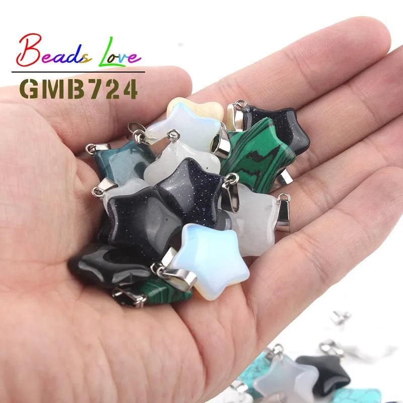 10pcs Mixed Stone Charms Pendants for Jewelry Making