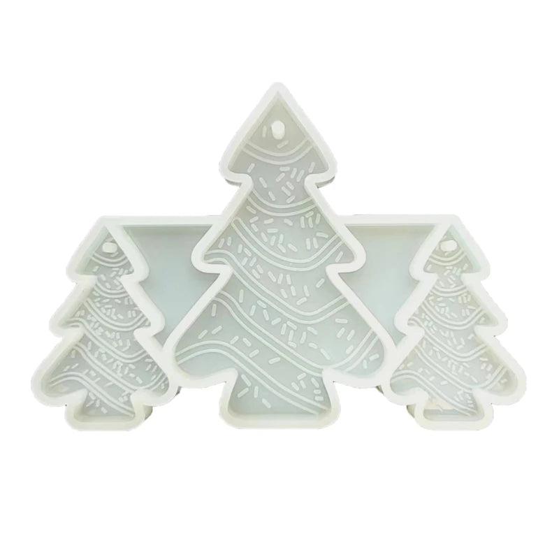 3-Cavity Christmas Tree Keychain Silicone Mold for Epoxy Resin Crafting