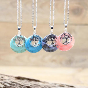 Tree of Life Pendant, Healing Crystal Necklace, Boho Jewelry