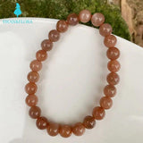 7MM Ice Natural Sunstone Quartz Bracelet Clear Round Beads Crystal