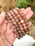 7MM Ice Natural Sunstone Quartz Bracelet Clear Round Beads Crystal