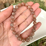7MM Ice Natural Sunstone Quartz Bracelet Clear Round Beads Crystal