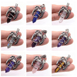 Dragon Man Pendant Necklace Gem Stone Healing Amethyst Crystal Vintage Jewelry