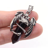 Dragon Man Pendant Necklace Gem Stone Healing Amethyst Crystal Vintage Jewelry