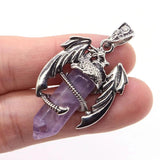 Dragon Man Pendant Necklace Gem Stone Healing Amethyst Crystal Vintage Jewelry