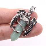 Dragon Man Pendant Necklace Gem Stone Healing Amethyst Crystal Vintage Jewelry