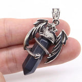Dragon Man Pendant Necklace Gem Stone Healing Amethyst Crystal Vintage Jewelry
