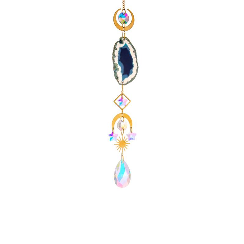 Agates Slice Geode Crystal Sun Catcher Prisms Pendant Home Garden Wedding