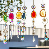 Agates Slice Geode Crystal Sun Catcher Prisms Pendant Home Garden Wedding