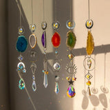 Agates Slice Geode Crystal Sun Catcher Prisms Pendant Home Garden Wedding