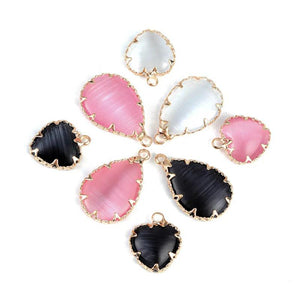 Copper Frame Inlay Opal Charm Pendant Heart/Waterdrop 15x12.5/22x13.5mm