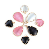 Copper Frame Inlay Opal Charm Pendant Heart/Waterdrop 15x12.5/22x13.5mm