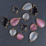 Copper Frame Inlay Opal Charm Pendant Heart/Waterdrop 15x12.5/22x13.5mm