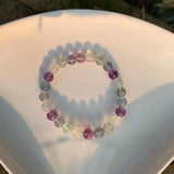 8MM Natural Stone fluorite Bracelet Round Beads Crystal Gemstone Jewelry