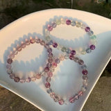 8MM Natural Stone fluorite Bracelet Round Beads Crystal Gemstone Jewelry