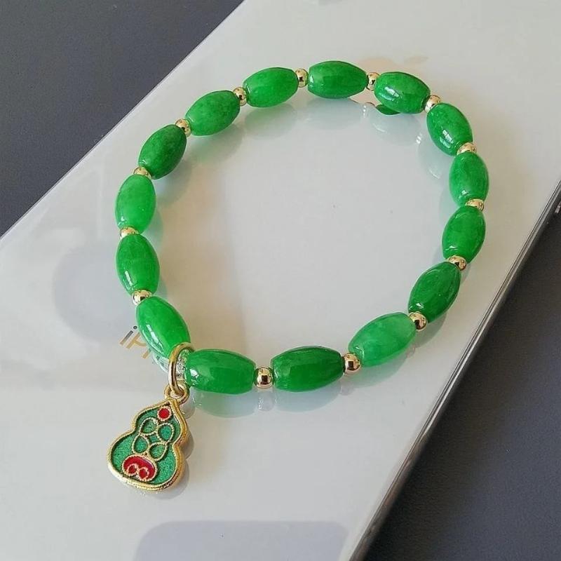 Green Jade Gourd Bracelet Women Bangle Jewelry DIY Natural Bead Gift Gemstone