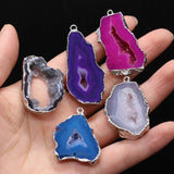 Natural Geode Stone Pendant Crafts Necklace Bracelet Earring Accessories