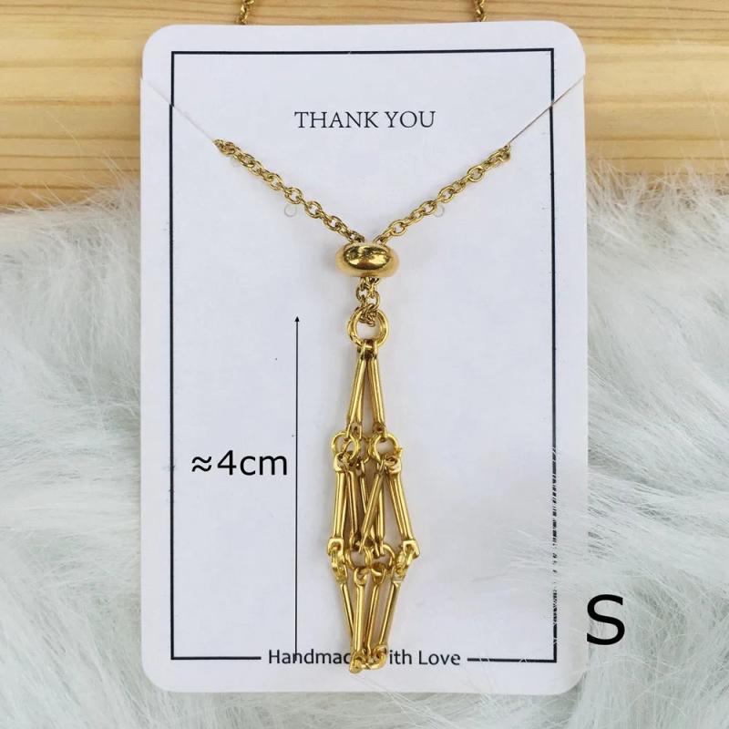 Adjustable Necklace Empty Stone Holder Wax Rope Copper Cage Metal Copper Chain