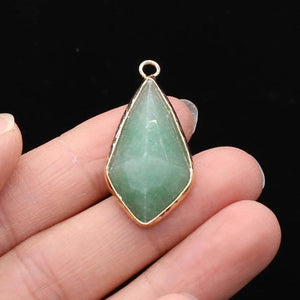 Natural Stone Rhombus Pendant Charms for Jewelry Making DIY 16x33mm