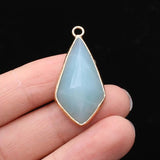 Natural Stone Rhombus Pendant Charms for Jewelry Making DIY 16x33mm