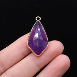 Natural Stone Rhombus Pendant Charms for Jewelry Making DIY 16x33mm