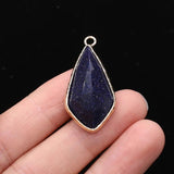 Natural Stone Rhombus Pendant Charms for Jewelry Making DIY 16x33mm