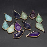 Natural Stone Rhombus Pendant Charms for Jewelry Making DIY 16x33mm