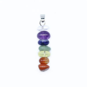 Natural Stone Gem Seven Chakra Agate Crystal Healing Pendant Necklace