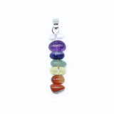 Natural Stone Gem Seven Chakra Agate Crystal Healing Pendant Necklace