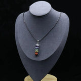 Natural Stone Gem Seven Chakra Agate Crystal Healing Pendant Necklace