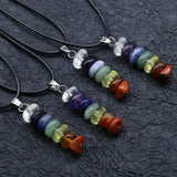 Natural Stone Gem Seven Chakra Agate Crystal Healing Pendant Necklace