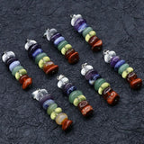 Natural Stone Gem Seven Chakra Agate Crystal Healing Pendant Necklace