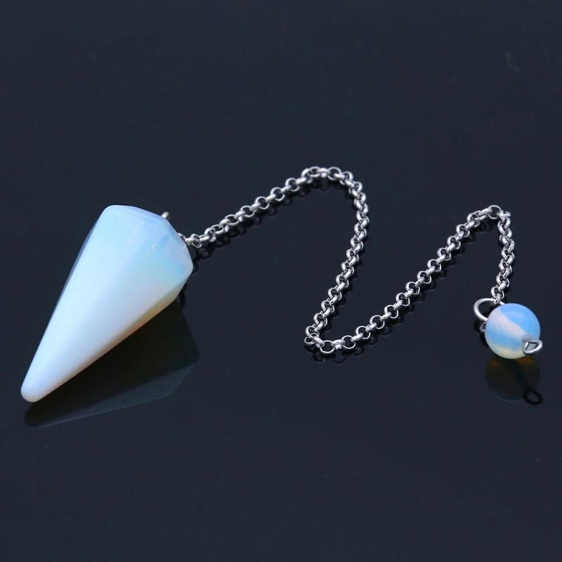 Reiki Stone Pendulum Pendant Healing Crystal Amulet Hexagonal Pyramid Gem
