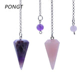 Reiki Stone Pendulum Pendant Healing Crystal Amulet Hexagonal Pyramid Gem