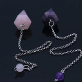 Reiki Stone Pendulum Pendant Healing Crystal Amulet Hexagonal Pyramid Gem