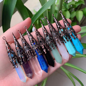 Natural Stone Pendulum for Divination Wicca Reiki Amethyst Quartz Lapis