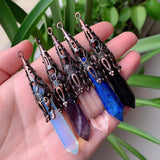Natural Stone Pendulum for Divination Wicca Reiki Amethyst Quartz Lapis