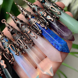 Natural Stone Pendulum for Divination Wicca Reiki Amethyst Quartz Lapis