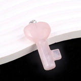 Gem Stone Charm Love Heart Key Healing Crystal Pendant DIY Jewelry