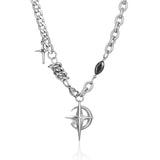 Stainless Steel Men Punk Rock Crystal Star Pendant Necklace