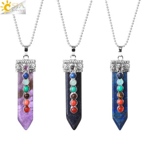 CSJA 7 Chakra Necklace Pendants Sword Pendulum Charms