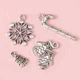19pcs Christmas Snowflakes Snowman Pendants for DIY Jewelry Making