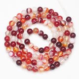 Christmas Red Stripe Agate Round Loose Beads 15in DIY Jewelry