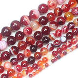Christmas Red Stripe Agate Round Loose Beads 15in DIY Jewelry
