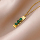 Goth Turquoise Pendant Necklace Women Stainless Steel Chain Choker