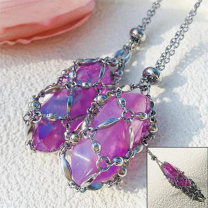 Crystal Holder Cage Necklace Adjustable Metal Necklace Women Men