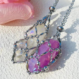 Crystal Holder Cage Necklace Adjustable Metal Necklace Women Men