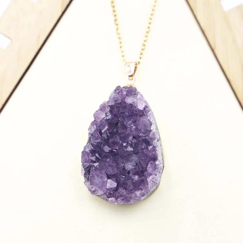 Amethyst Necklace Pendant Raw Stone Charm DIY Jewelry